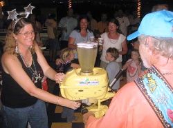 On every tour, and prominently featured at concerts, is the Johnson outboard “blender” used for concocting margaritas onstage. 