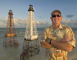 Larry Herlth's lighthouse replicas, such as Alligator and Sombrero lights, inspire others to learn more about the Keys' historic beacons. Images by Andy Newman/Florida Keys News Bureau