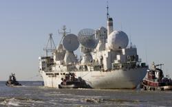 In April 2007, the Vandenberg was towed out of the "Mothball Fleet" at Fort Eustis, Va. Photo by Scott Brown