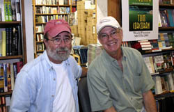 Authors Michael Haskins (left) and Tom Corcoran are captured on camera at Key West Island Books, a popular literary hotspot on the island.